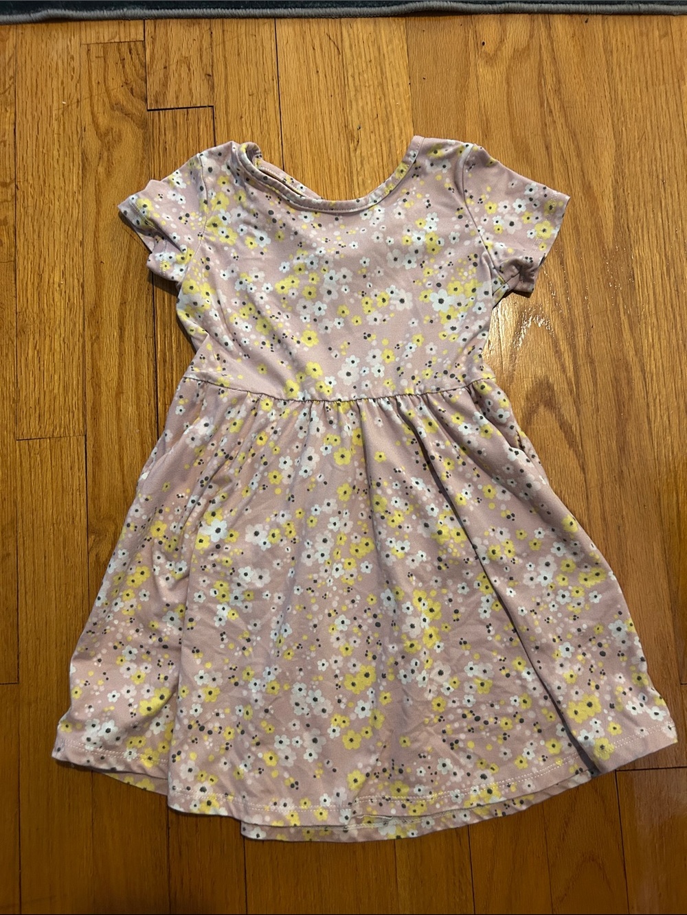 Emma & Elsa Girls' Pink Floral Short-Sleeve Cotton Dress Sz. 4